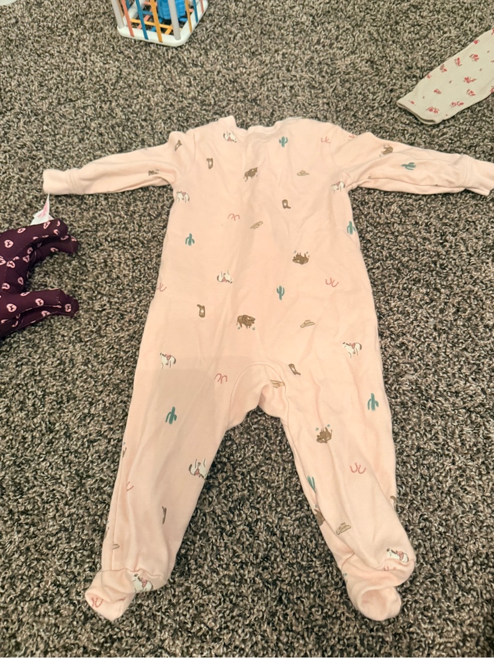 Carter's Pink Western Animal Print Footed One-Piece